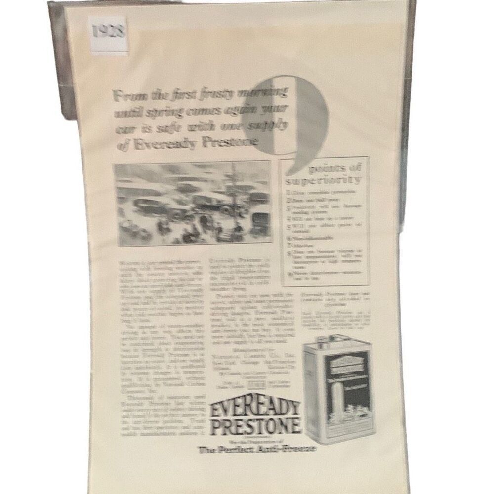 Vintage 1918 Eveready Prestone 9 Points of Superiority Ad Advertisnent